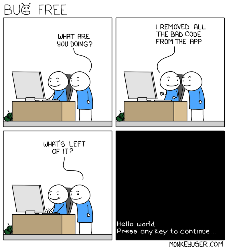 The hundred-percent surefire way to send code in without any bugs is to send [no code at all](https://github.com/kelseyhightower/nocode).